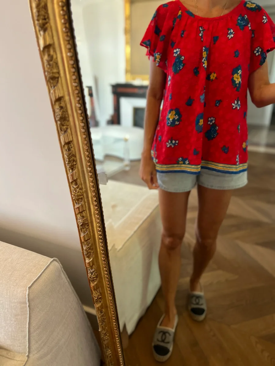 Top Ba&sh rouge fleurs bleues – Image 4