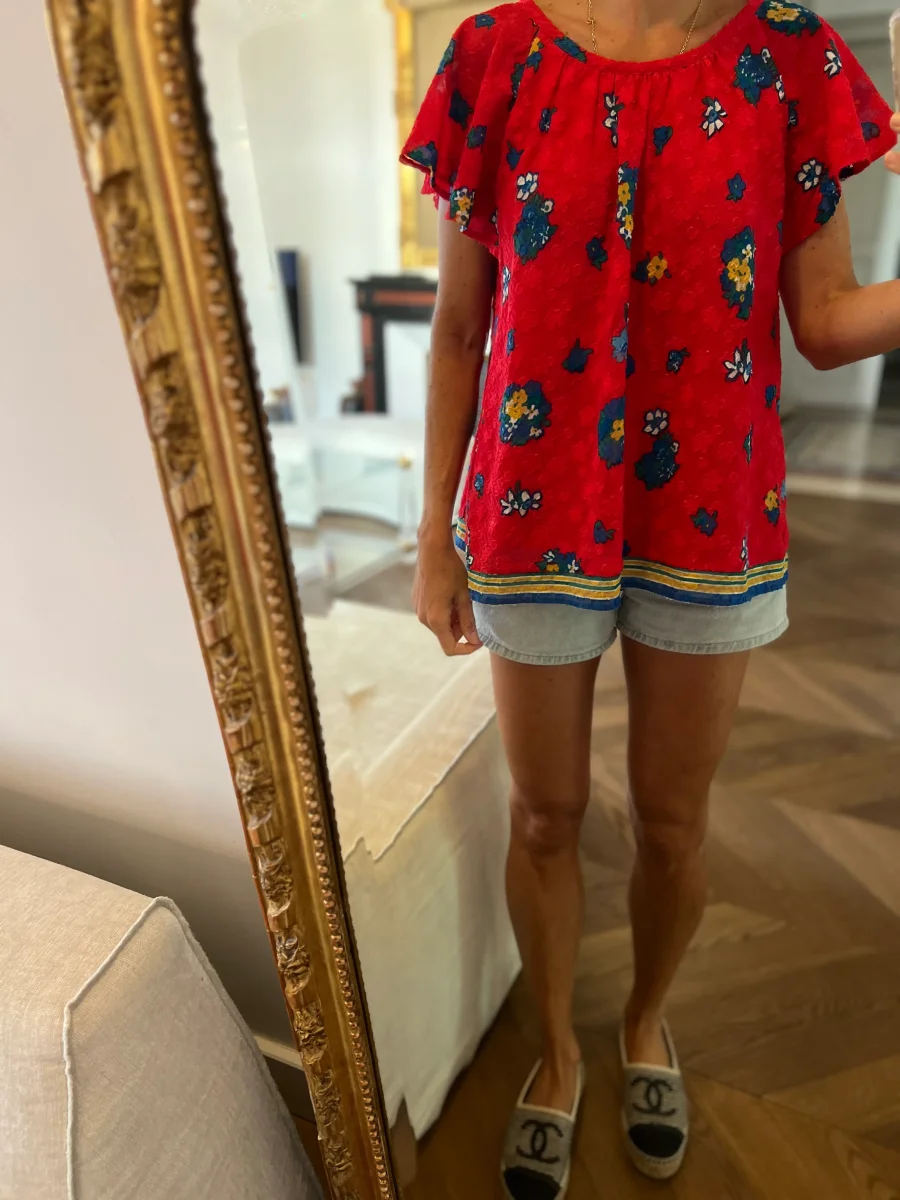 Top Ba&sh rouge fleurs bleues – Image 5