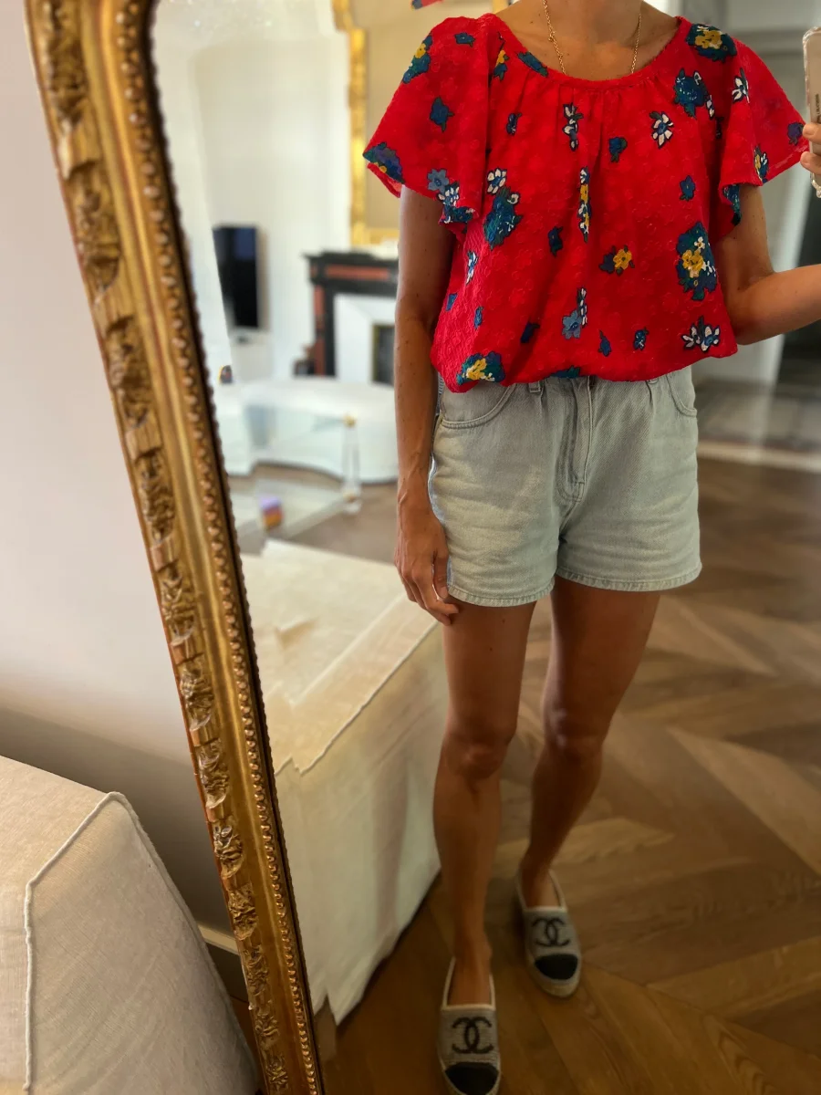 Top Ba&sh rouge fleurs bleues – Image 3