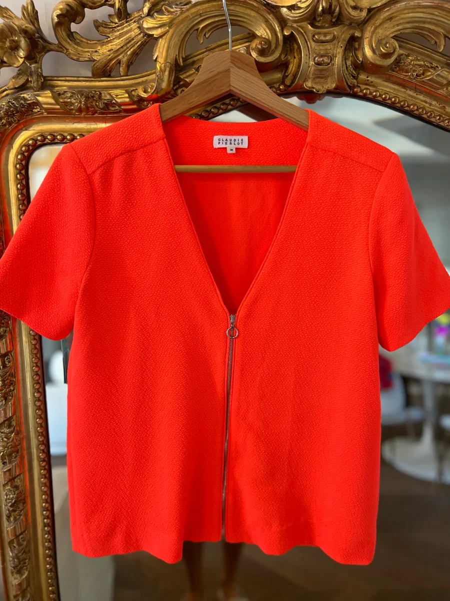 Top Claudie Pierlot orange fluo fermeture eclair – Image 4