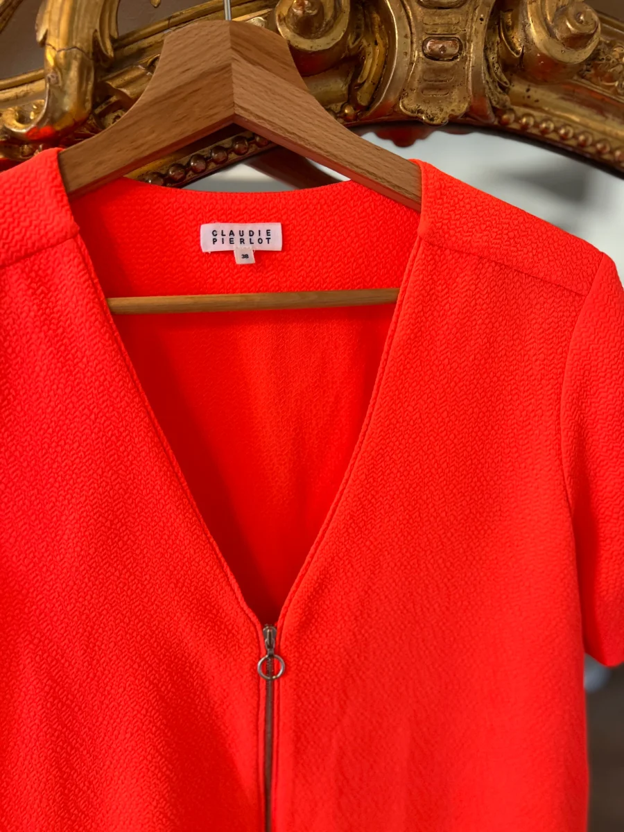 Top Claudie Pierlot orange fluo fermeture eclair – Image 5