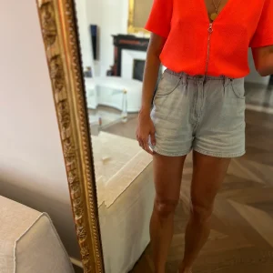 Top Claudie Pierlot orange fluo fermeture eclair