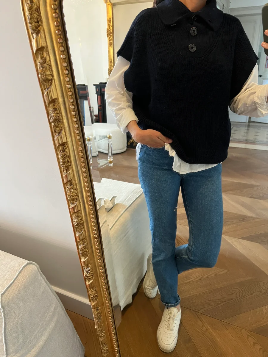 Pull Sessùn bleu marine manches courtes