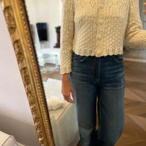 Ba&sh - Gilet en crochet jump beige courte