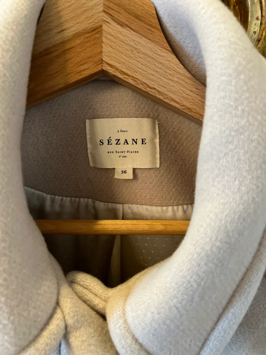 Manteau Sézane beige en laine à poches – Image 4