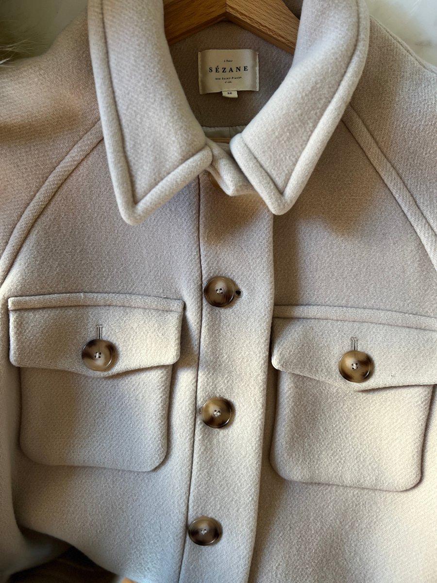 Manteau Sézane beige en laine à poches – Image 6