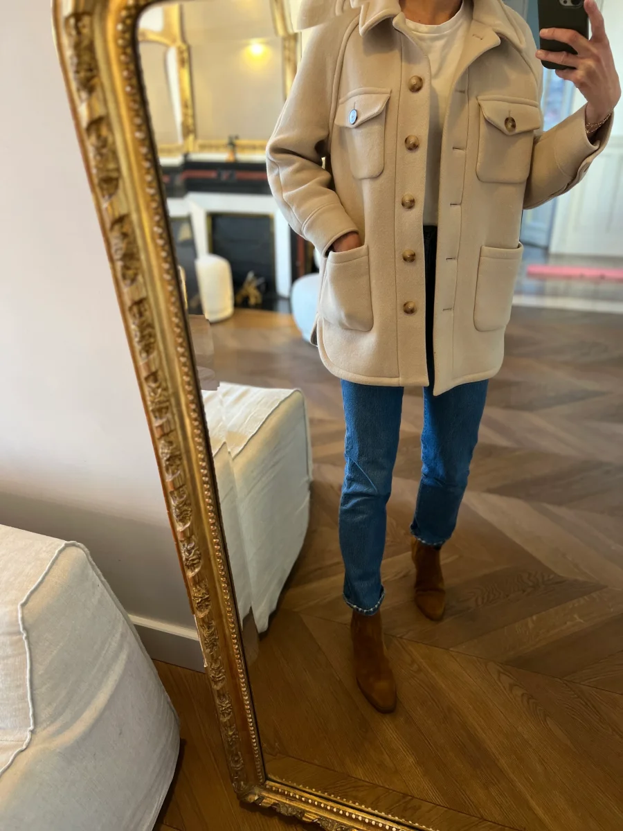 Manteau Sézane beige en laine à poches – Image 8