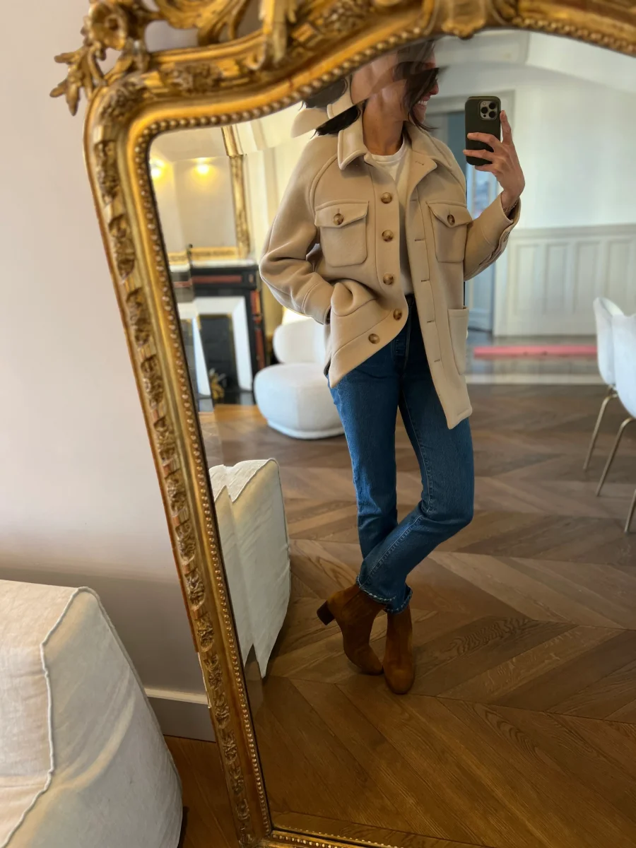Manteau Sézane beige en laine à poches – Image 9