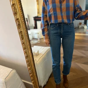 Chemise A.P à carreaux bleu electrique et camel