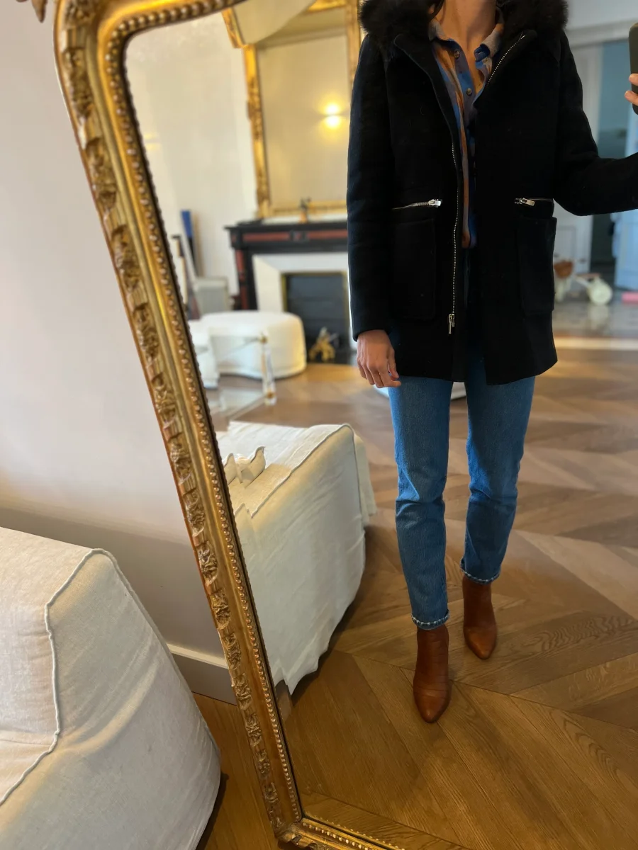 Manteau Maje Damoiselle en laine noire