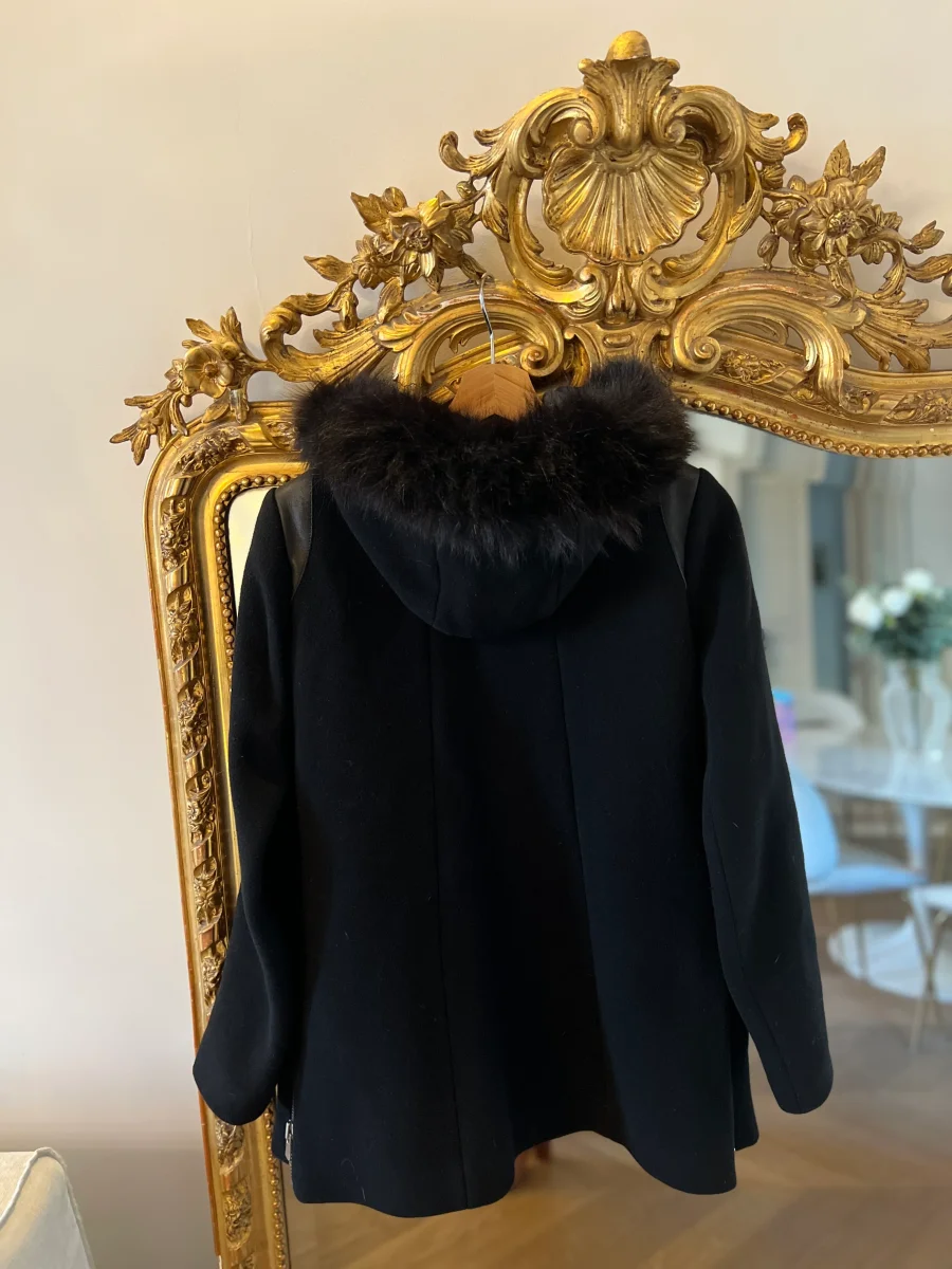 Manteau Maje Damoiselle en laine noire – Image 8
