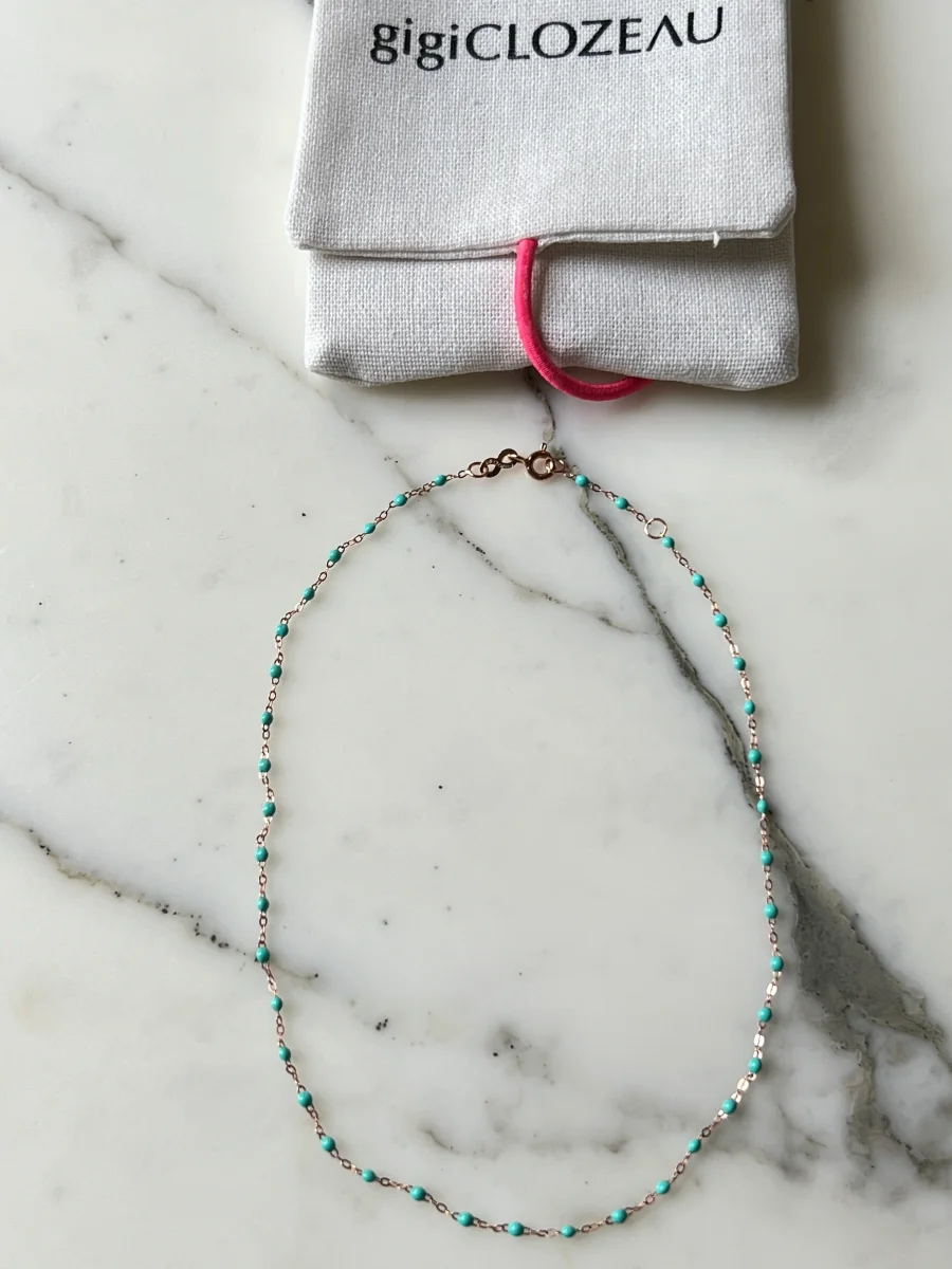 GigiClozeau - Collier Enfant turquoise Classique Gigi, or rose, 33 cm – Image 3