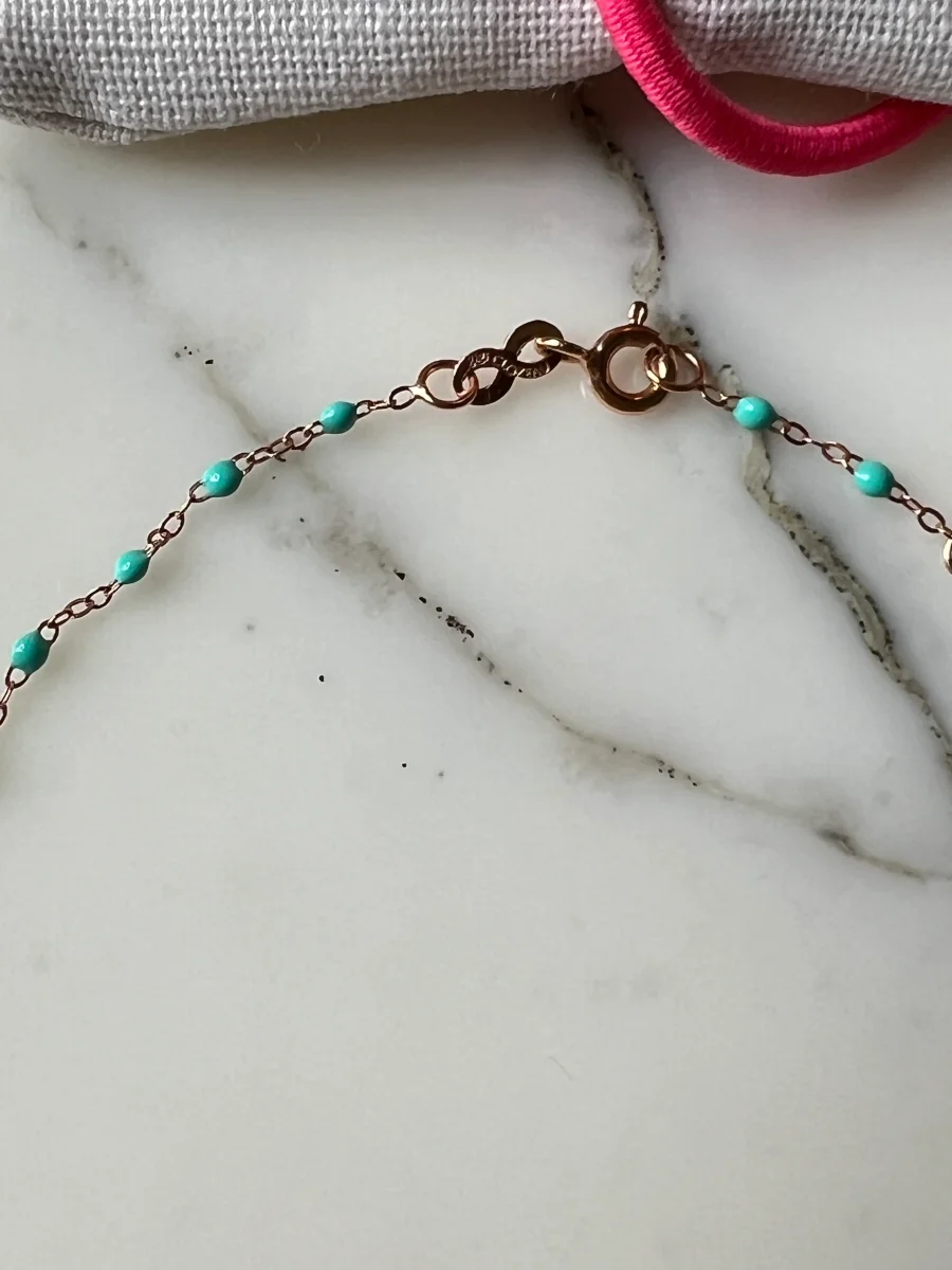 GigiClozeau - Collier Enfant turquoise Classique Gigi, or rose, 33 cm – Image 4