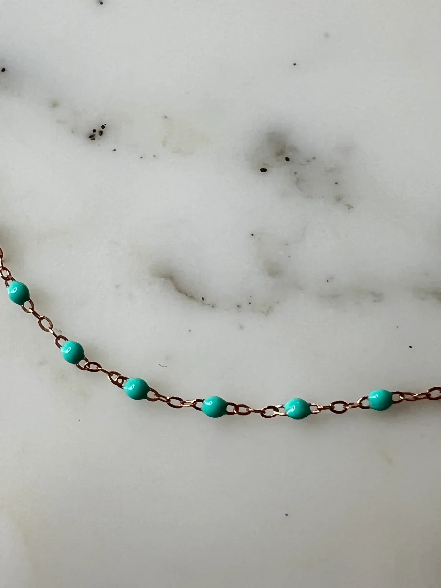 GigiClozeau - Collier Enfant turquoise Classique Gigi, or rose, 33 cm – Image 5