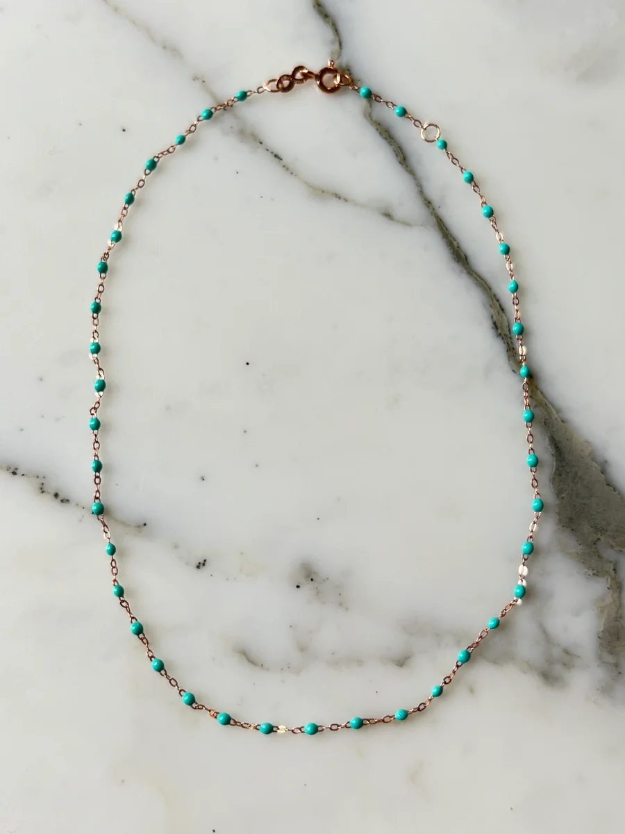 GigiClozeau - Collier Enfant turquoise Classique Gigi, or rose, 33 cm – Image 6