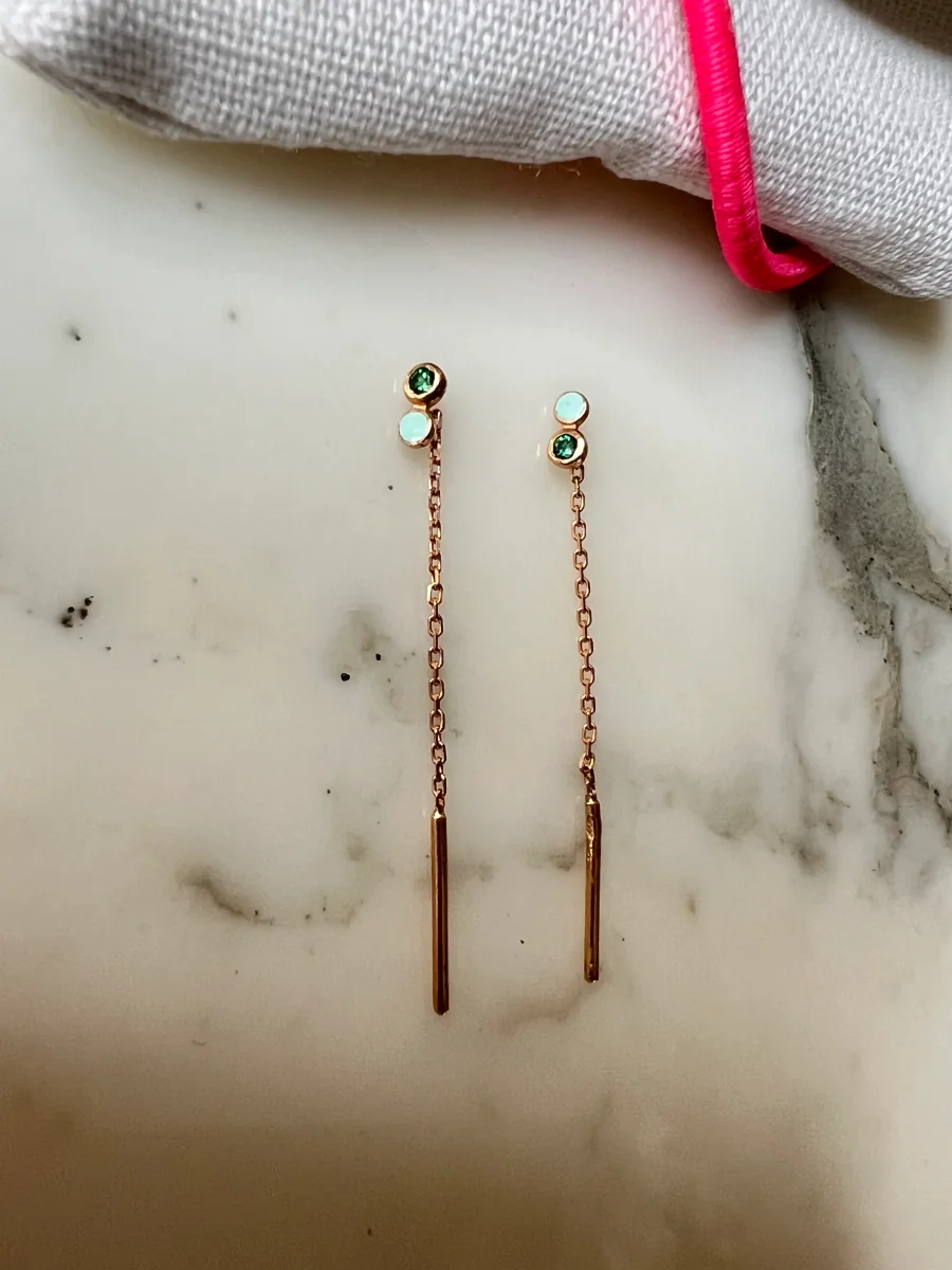 GigiClozeau - Boucles d'oreilles Dot, bleu , or rose – Image 3