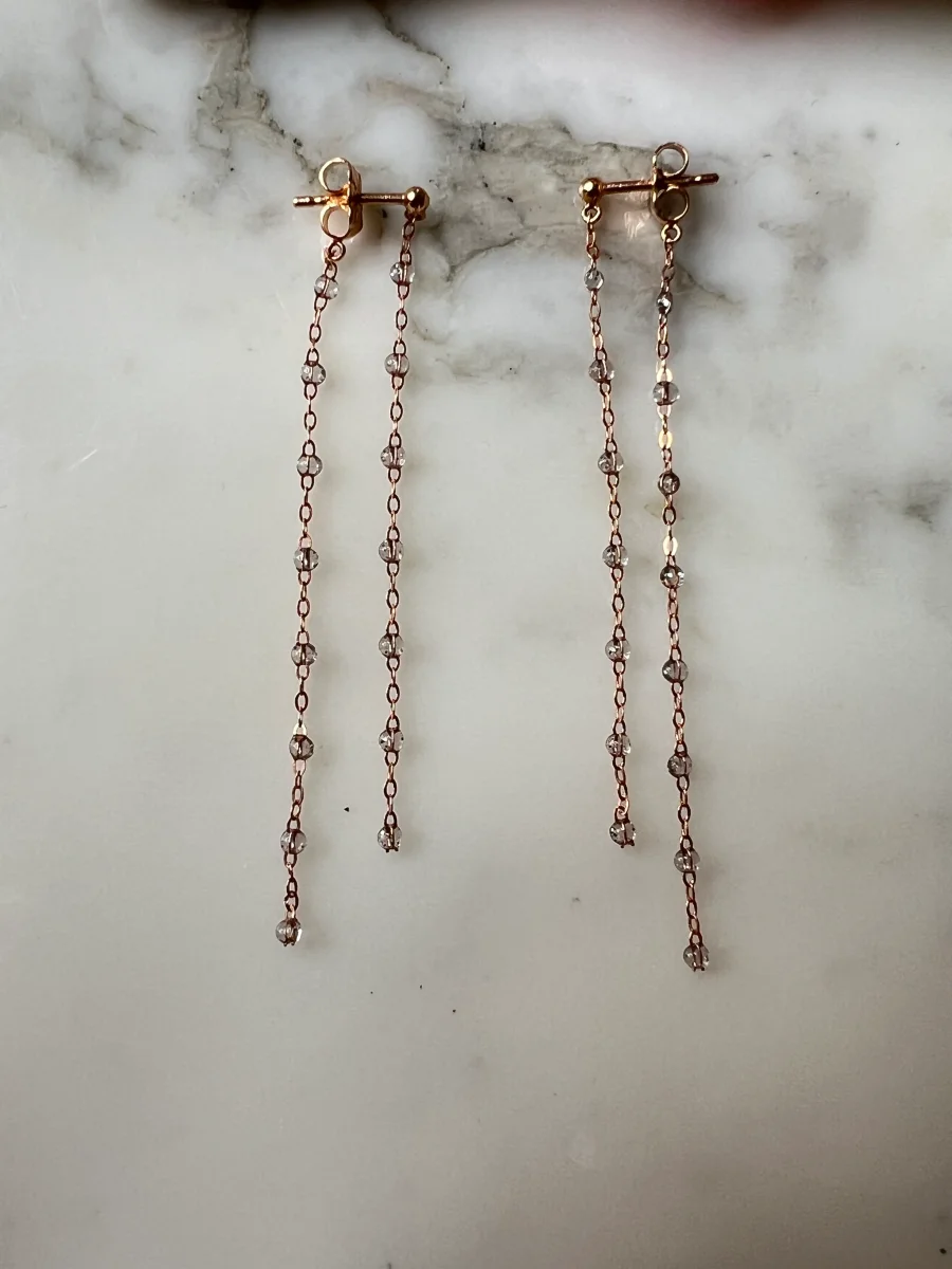 GigiClozeau - Boucles d'oreilles Dansantes Classique Gigi sparkle
, or rose – Image 3