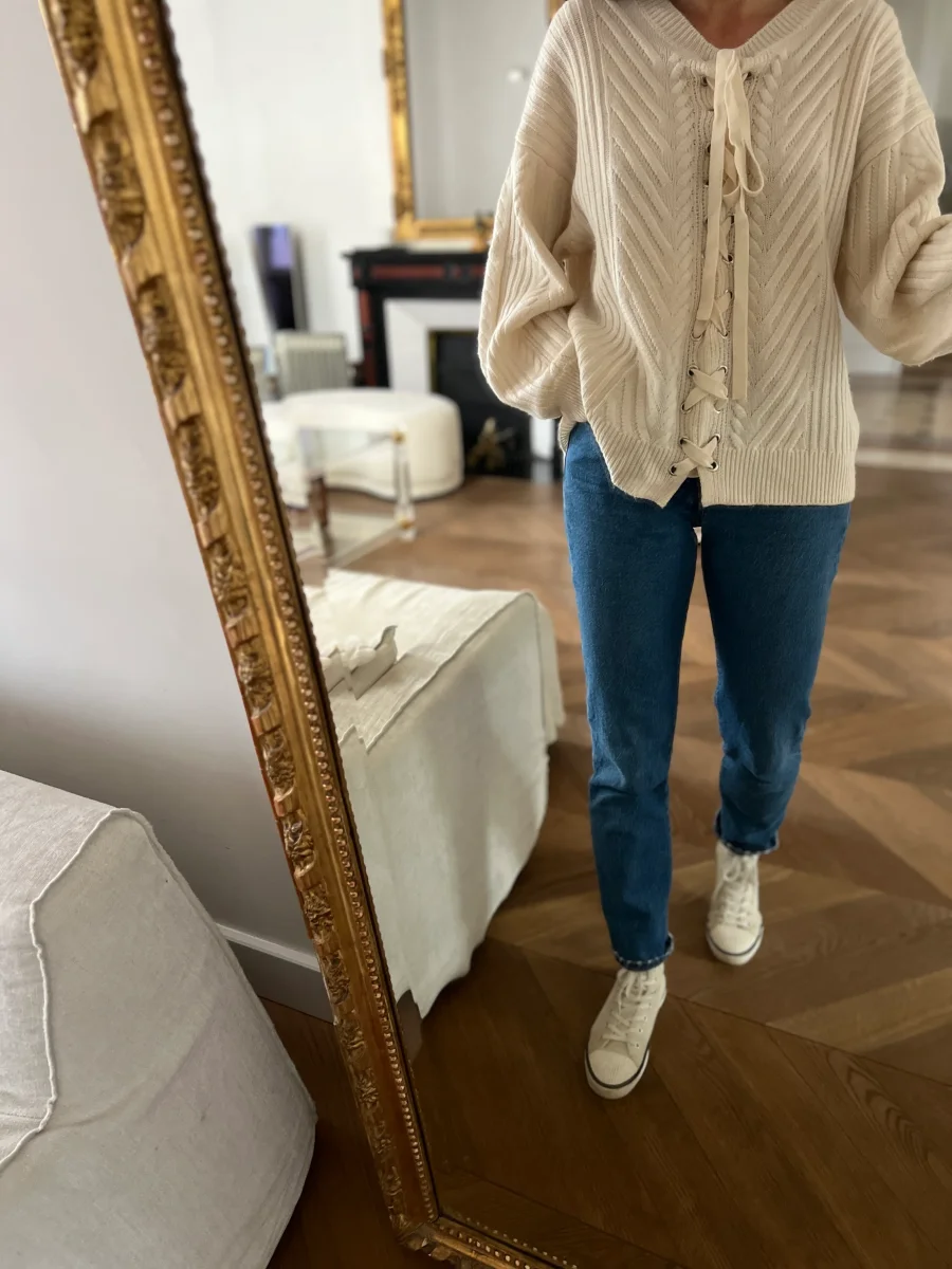Pull Berenice Paris ecru à lacets – Image 2