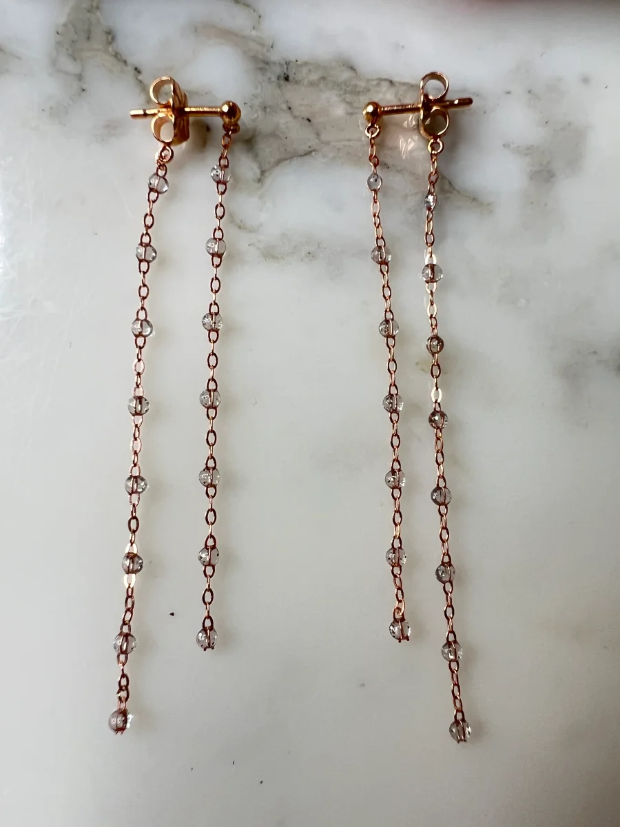 GigiClozeau - Boucles d'oreilles Dansantes Classique Gigi sparkle
, or rose – Image 4