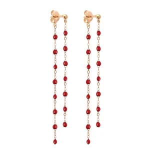 GigiClozeau - Boucles d'oreilles Dansantes Classique Gigi rouge bordeaux , or rose