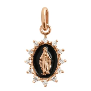 GigiClozeau - Pendentif noir Petite Madone Suprême, or rose, diamants