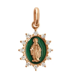 GigiClozeau -Pendentif émeraude Petite Madone Suprême, or rose, diamants