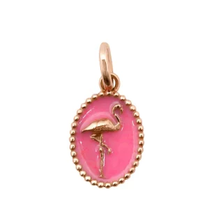GigiClozeau - Pendentif Flamant résine rose fluo, or rose