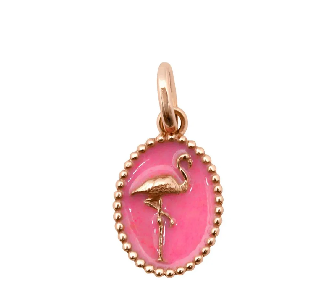 GigiClozeau - Pendentif Flamant résine rose fluo, or rose