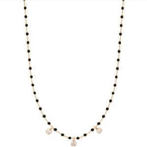 GigiClozeau - Collier Mini en or rose, résine noire et diamants, 42cm