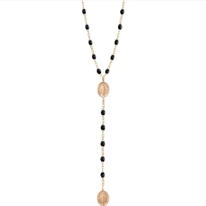 GigiClozeau - Collier Chapelet Madone noir, or rose, 42 cm