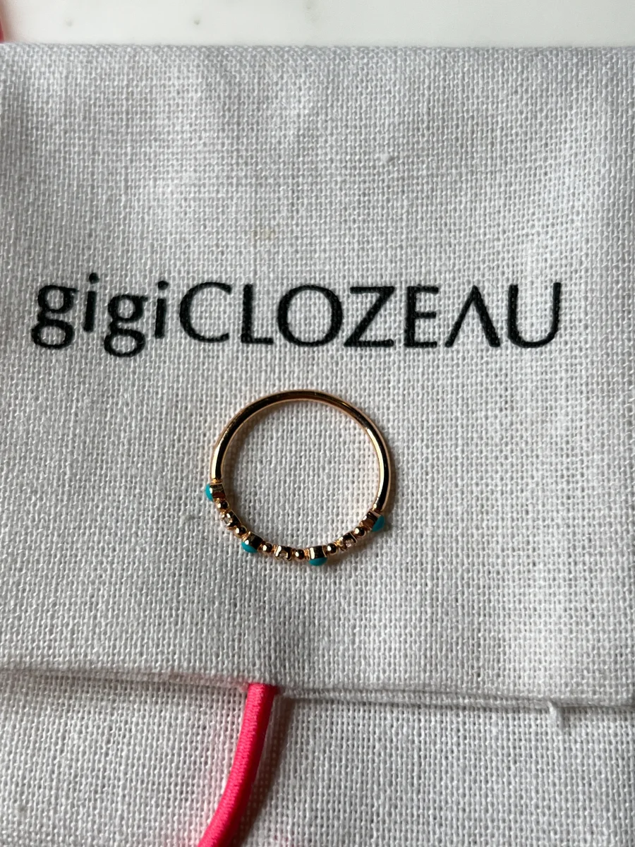 GigiClozeau - Bague turquoise Classique Gigi, 3 diamants, or rose – Image 5