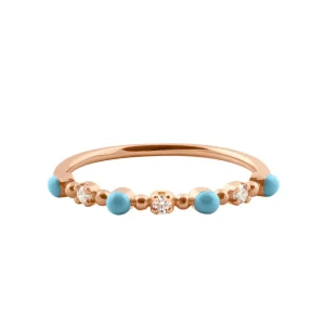 GigiClozeau - Bague turquoise Classique Gigi, 3 diamants, or rose