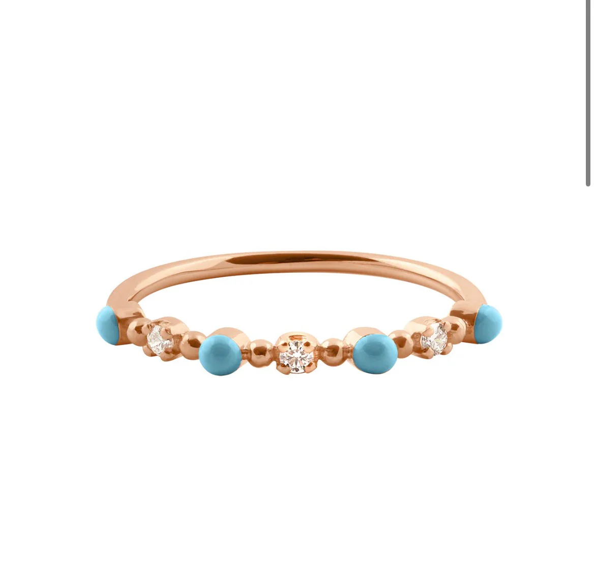 GigiClozeau - Bague turquoise Classique Gigi, 3 diamants, or rose – Image 2