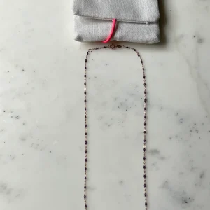 GigiClozeau - Collier violet Classique Gigi, or rose, 42 cm