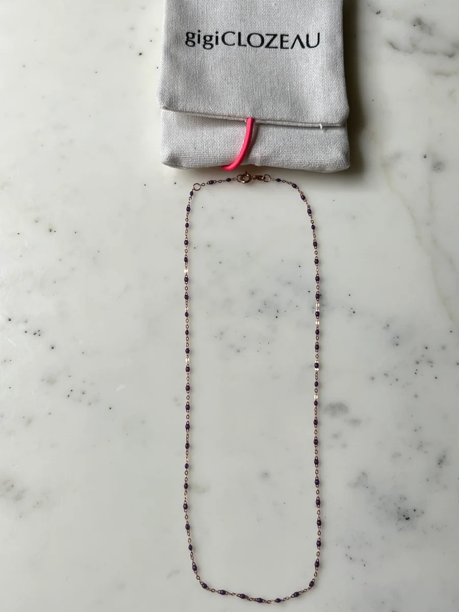 GigiClozeau - Collier violet Classique Gigi, or rose, 42 cm