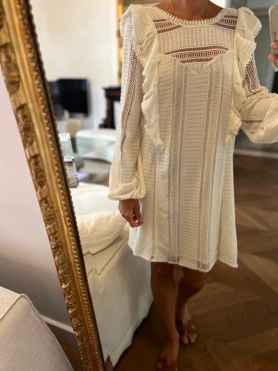 Robe Sézane ecrue à crochet – Image 3