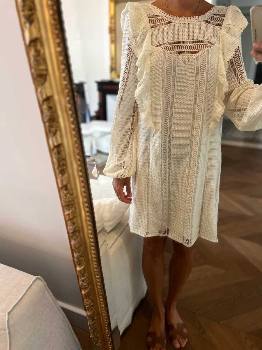Robe Sézane ecrue à crochet – Image 2