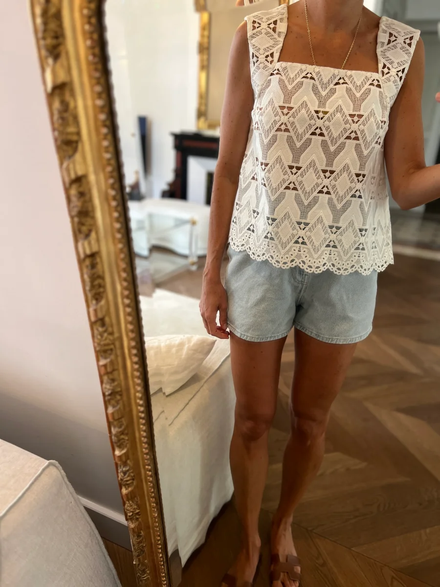 Top Maje brodé décolleté carré – Image 3