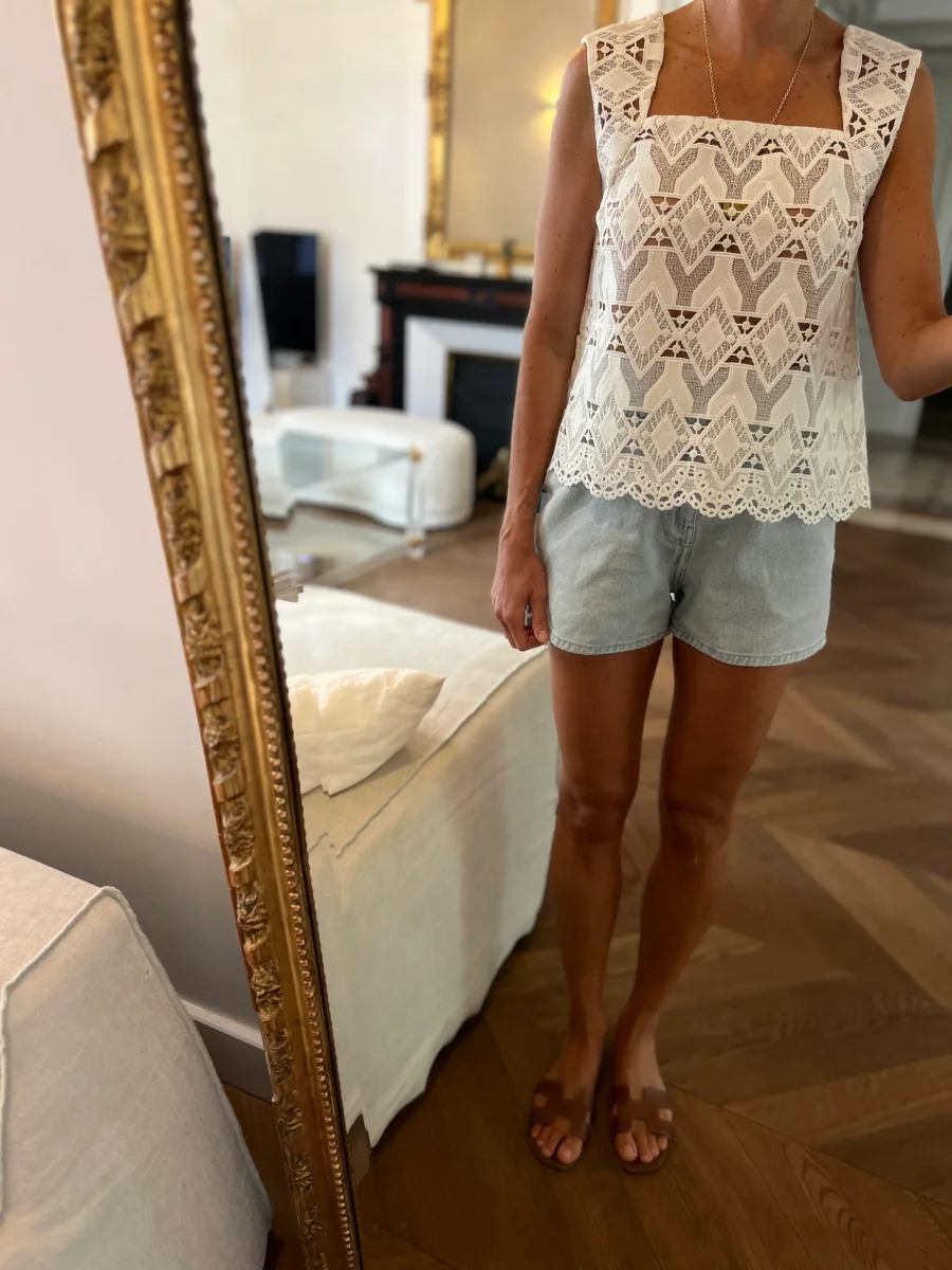 Top Maje brodé décolleté carré – Image 4