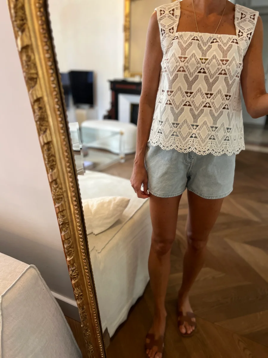 Top Maje brodé décolleté carré – Image 2