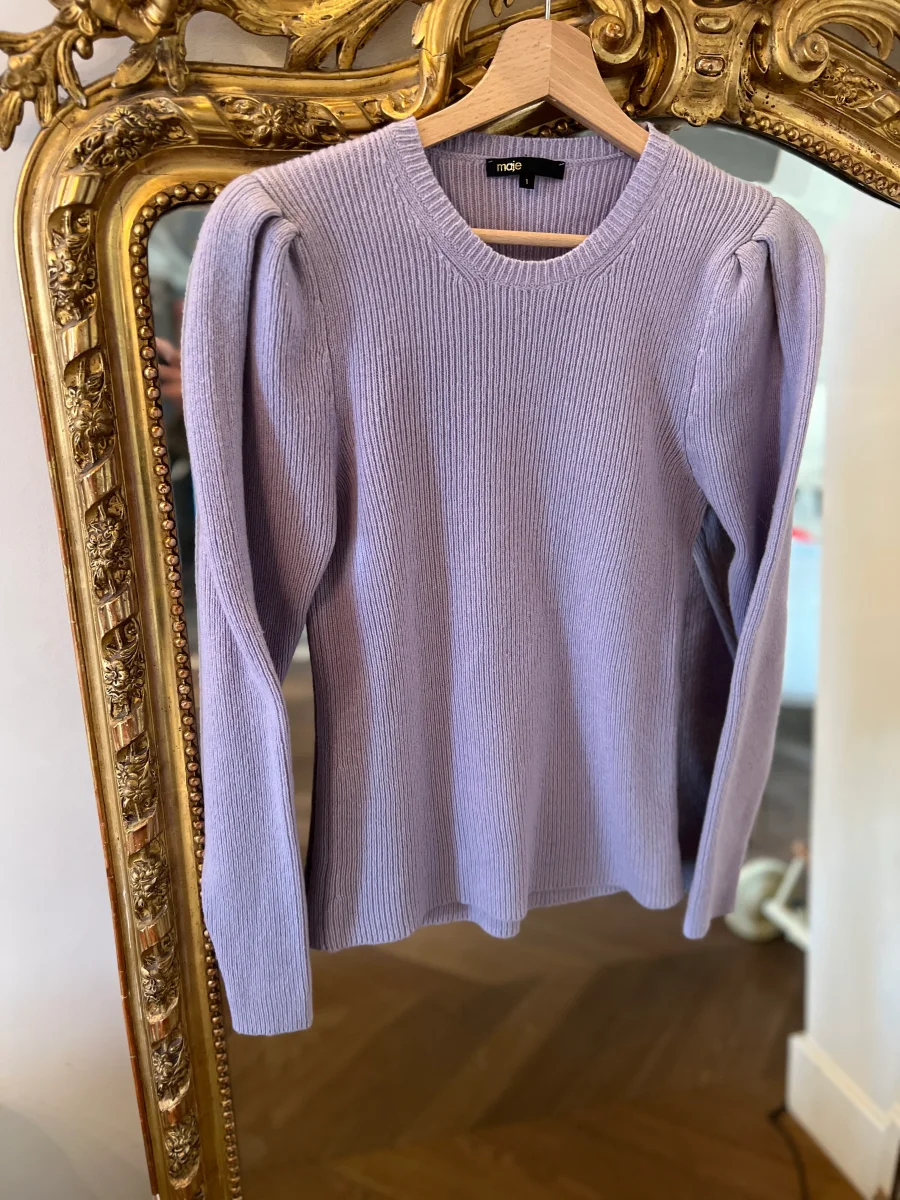 Pull Maje parme en laine épaules ballons – Image 4
