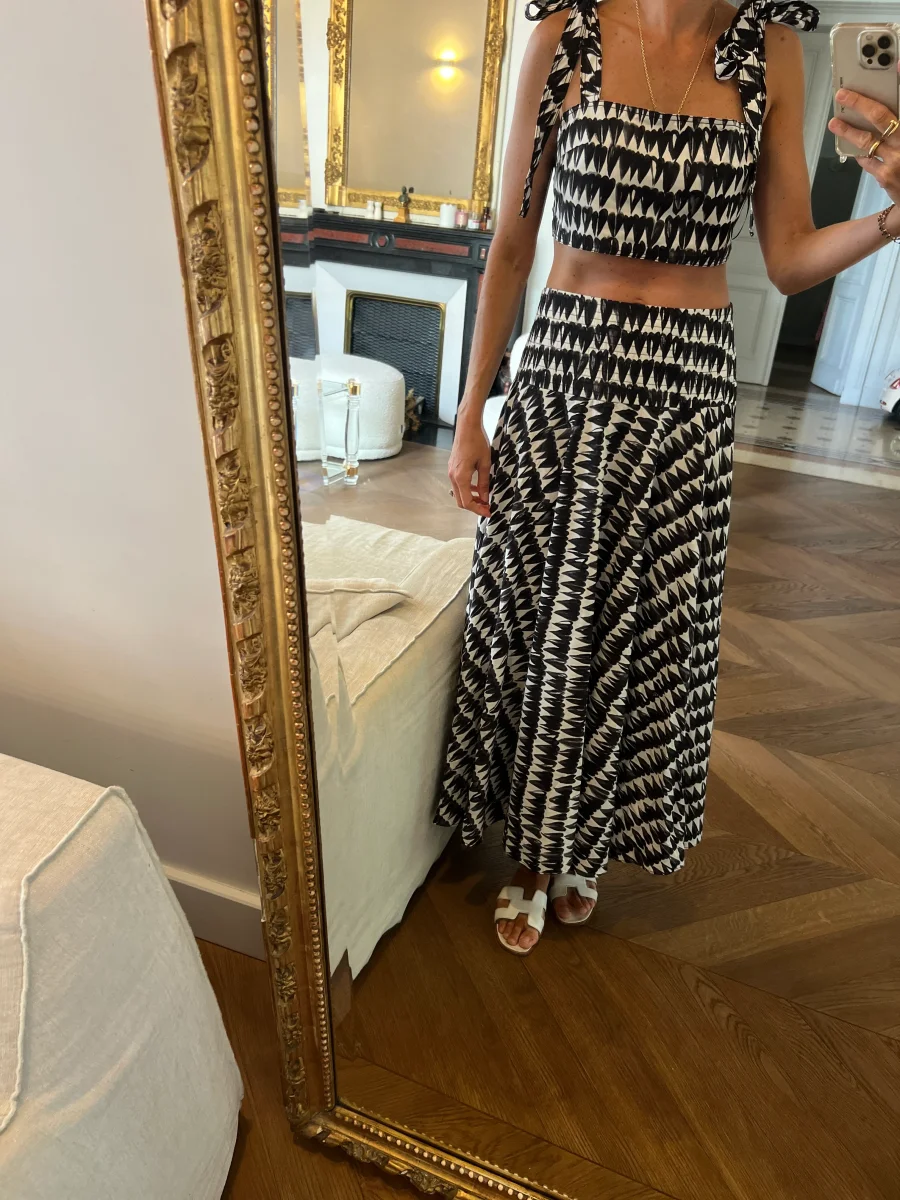 Ariane Brodier Ensemble Zara crop top et jupe longue