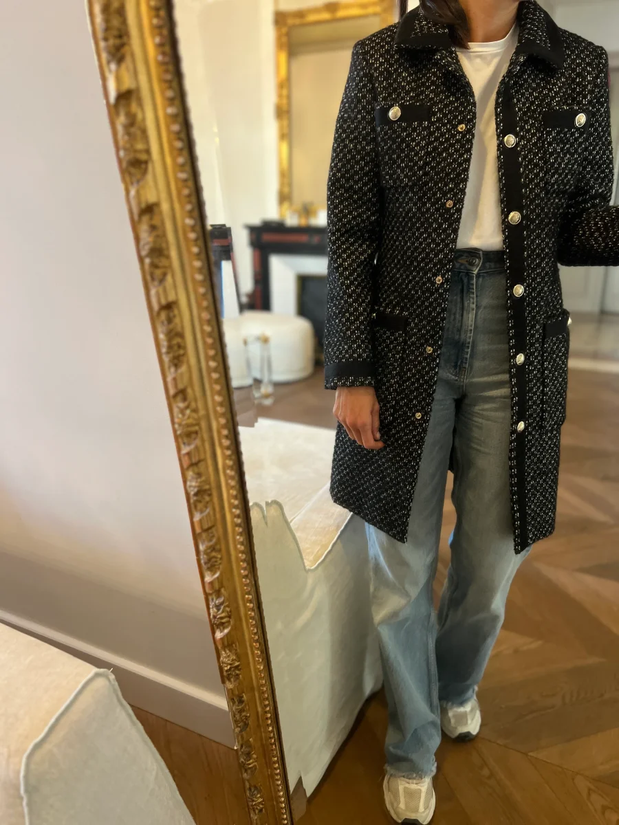 Maje - Manteau boutons argentés avec poches