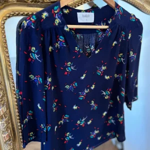 Blouse Ba&sh bleu marine à motifs colorés