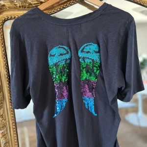 T-shirt Bérénice gris avec ailes dans le dos