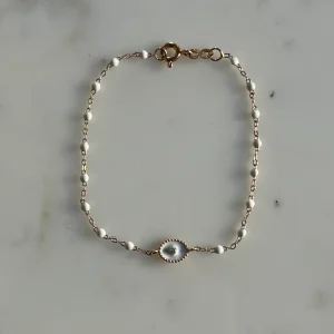 Bracelet blanc Etoile du Nord diamant, or rose, 17 cm