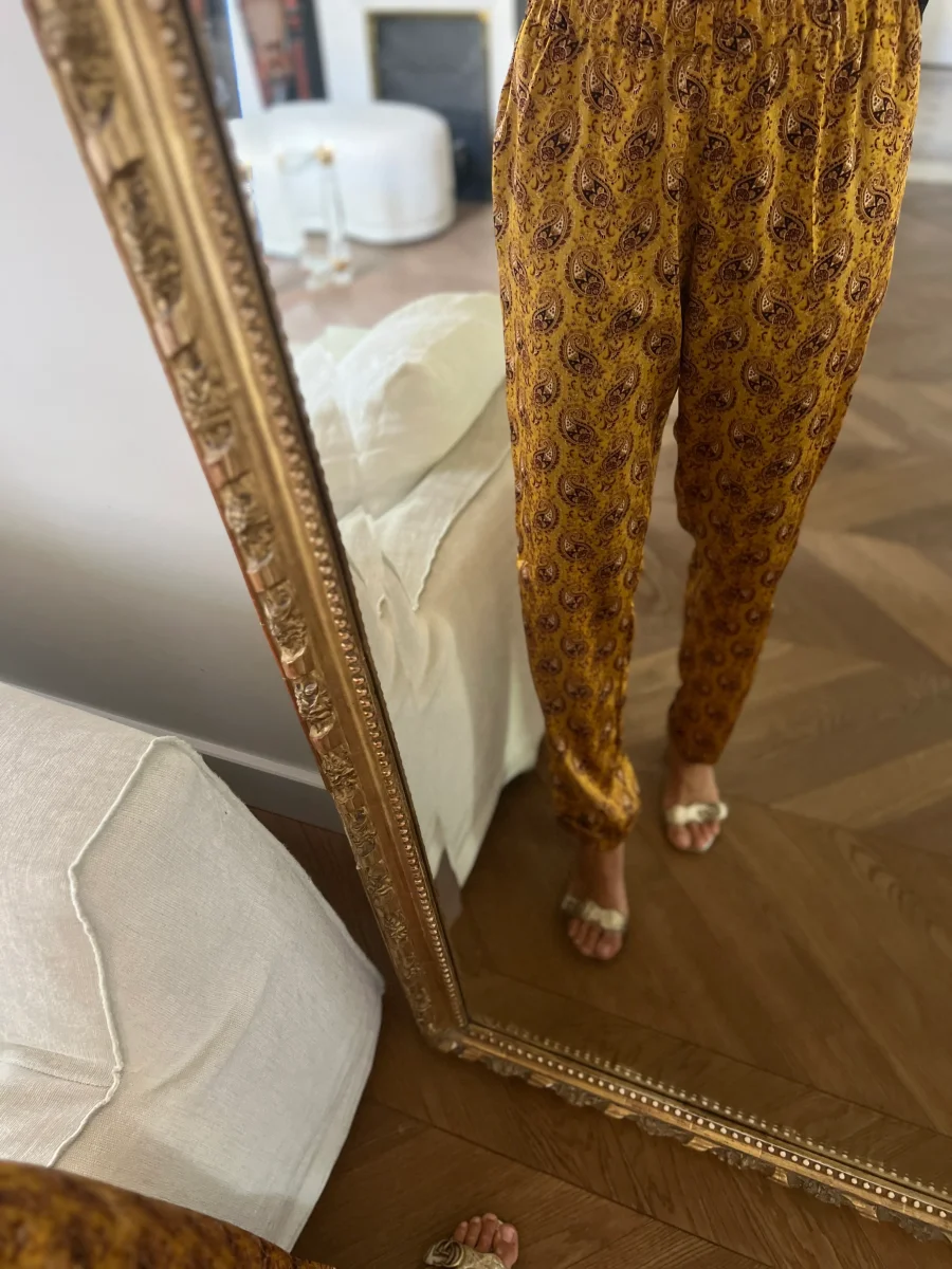 Pantalon Topolina jaune à motifs
