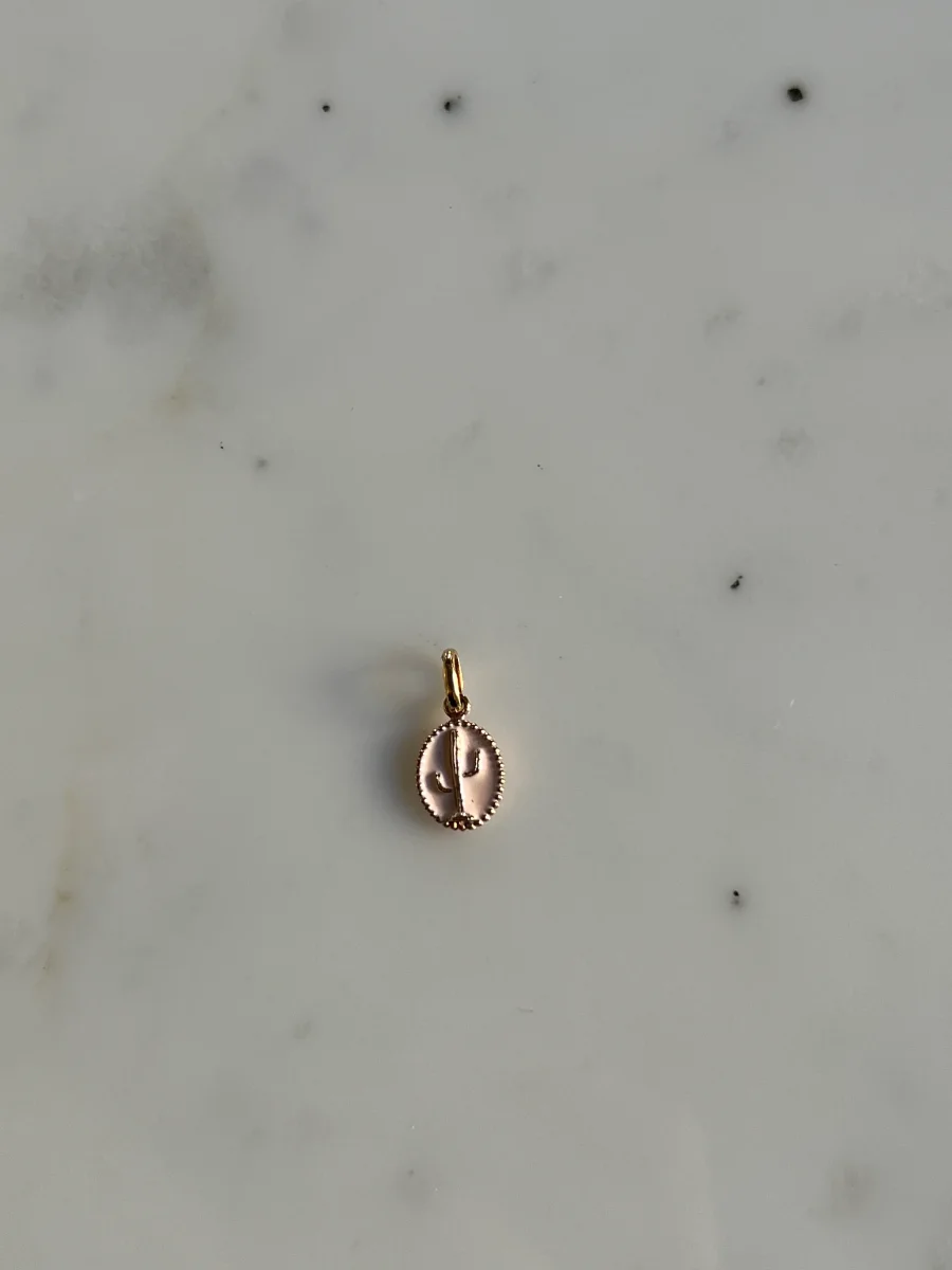 Pendentif Cactus résine rose, or rose