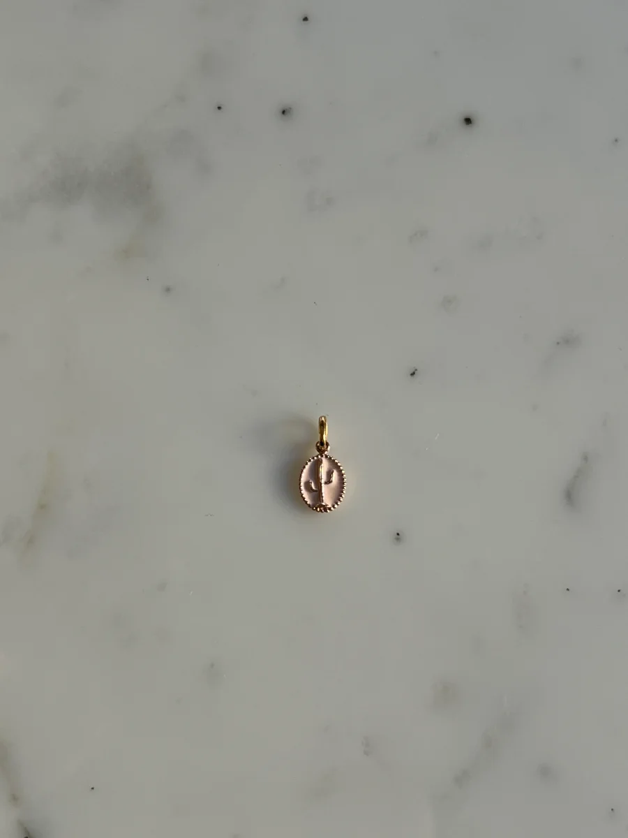Pendentif Cactus résine rose, or rose – Image 4