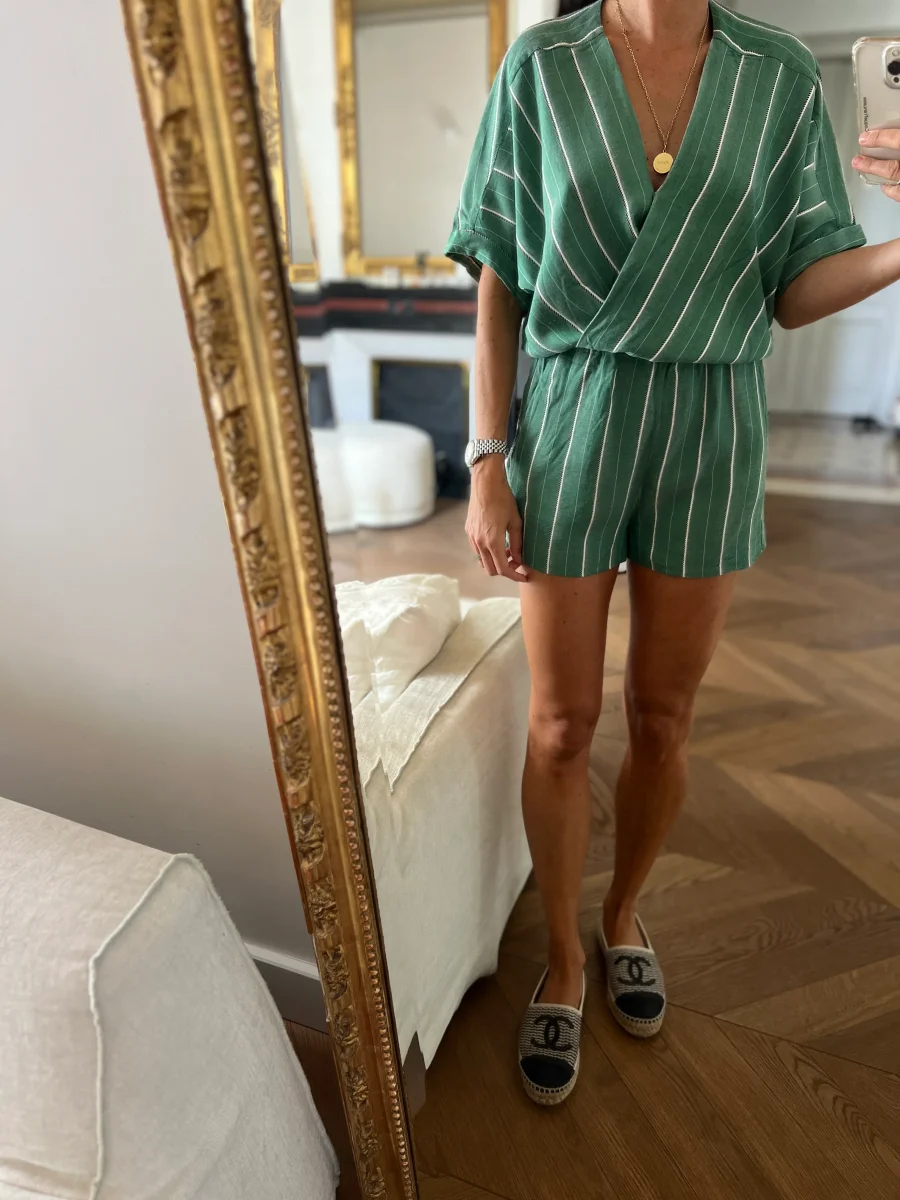 Combishort Maje vert à rayures – Image 3